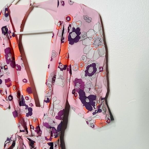 For Love & Lemons Pink Floral Maxi Dress Size Small - Picture 4 of 11